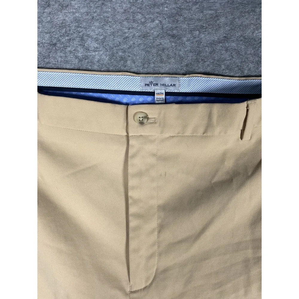 Peter Millar Mens Khaki Chino Dress Pants Flat Front Straight Fit Size 44x34 - Picture 2 of 4